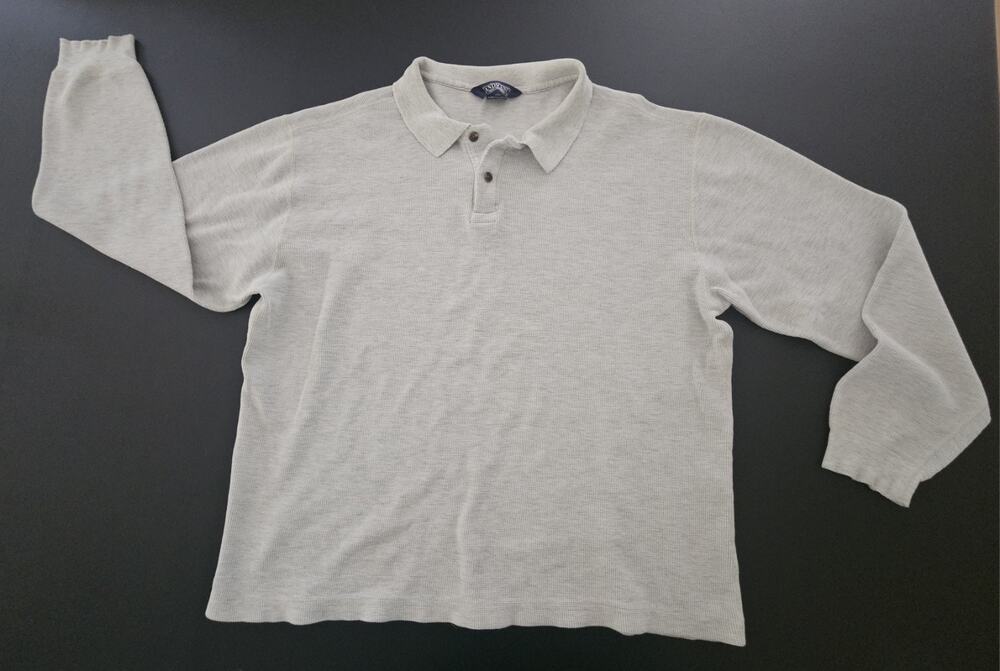 Vintage Lands End Polo Shirt Mens L 42-44 Long Sleeve Made In USA 100% Cotton